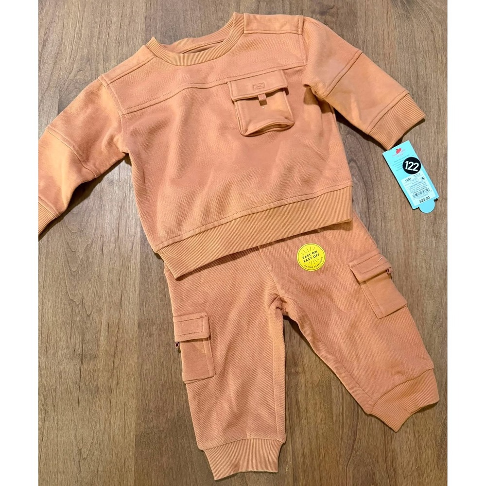 Cat & Jack Baby Boys 2-Piece Knit Cargo Sweatshirt and Jogger Set 12M